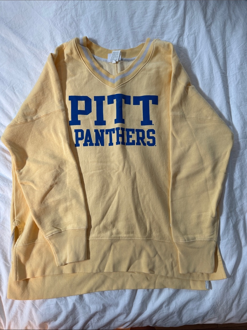 University of Pittsburgh Champion Yellow V-Neck Pullover with Gray Trim